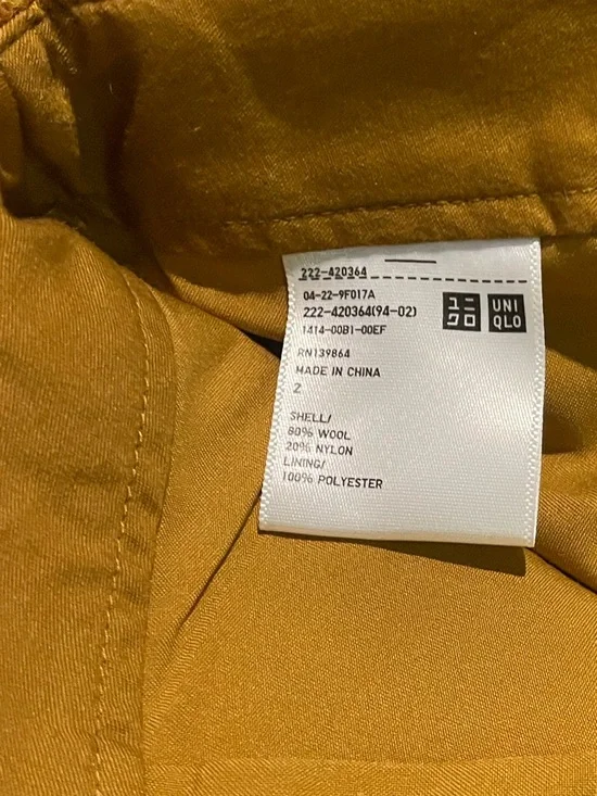 Uniqlo 80% Wool Mustard Mini Wool-Blend Pencil Skirt - Picture 2 of 4